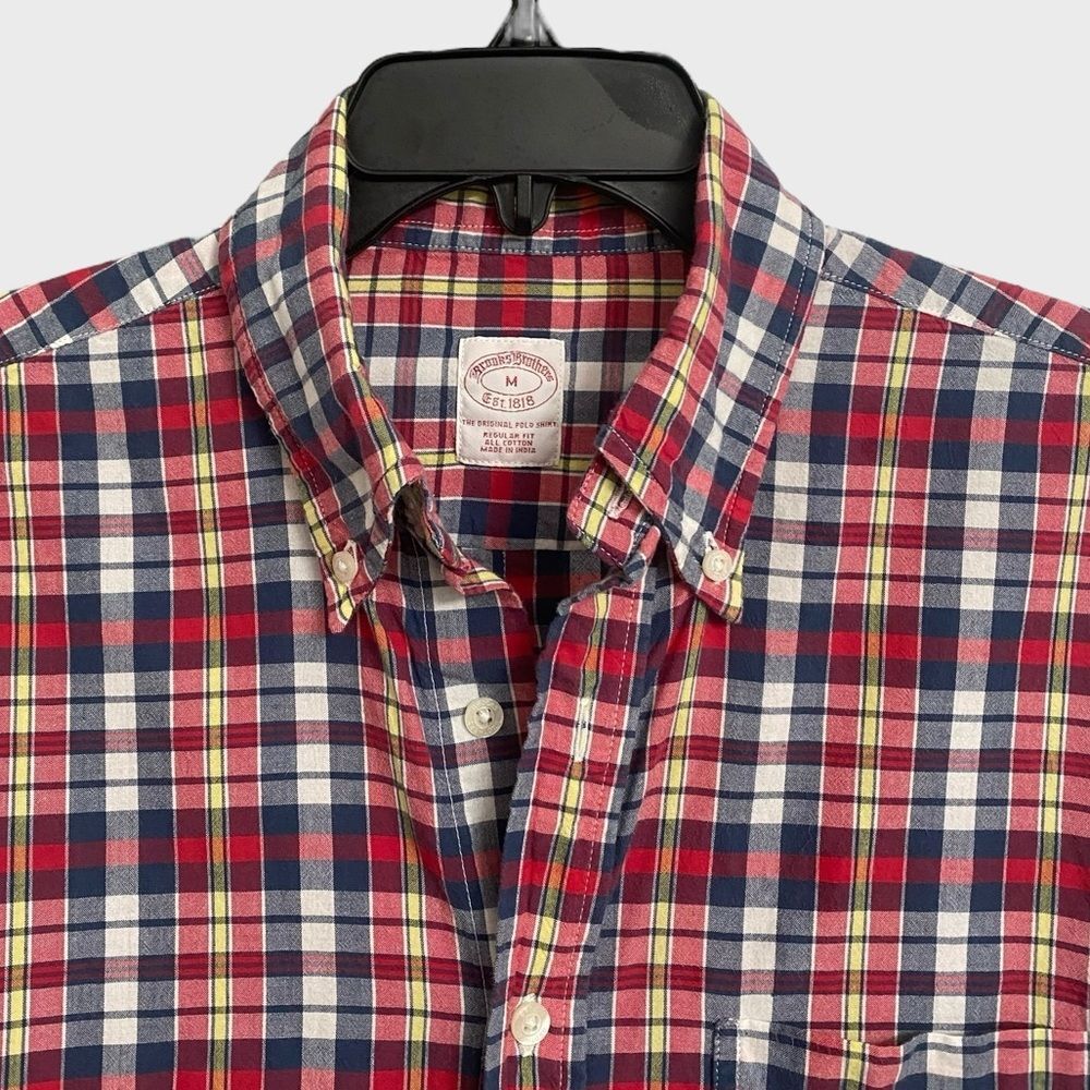 Brooks Brothers Button Down Original Polo Shirt Men's M Plaid Cotton Coastal